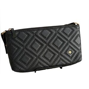 Tory Burch Kira Chevron Slim Crossbody Bag – Black Quilted Leather